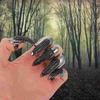 10 Pcs Vintage Rhinestone Cat Claw Long Fake Nails Gothic Zinc Alloy Finger Claw Nail Ring Halloween Party Nail Tools