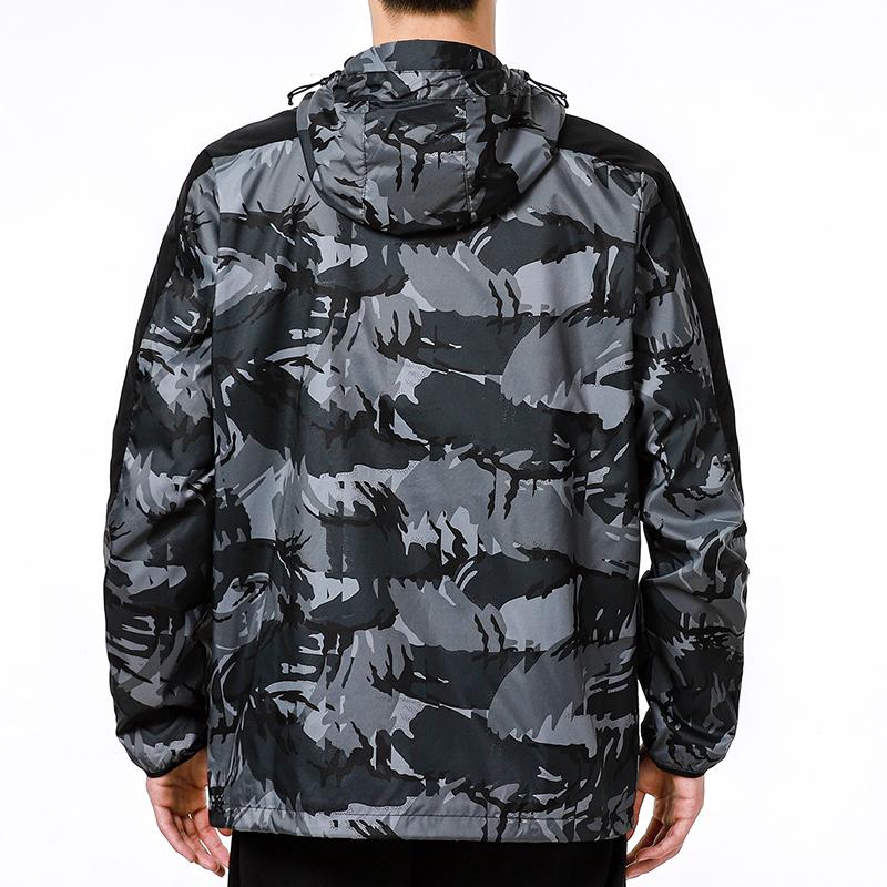 Adidas Camouflage Sports Hooded Casual Running Jacket Men Outerwear Black H40232