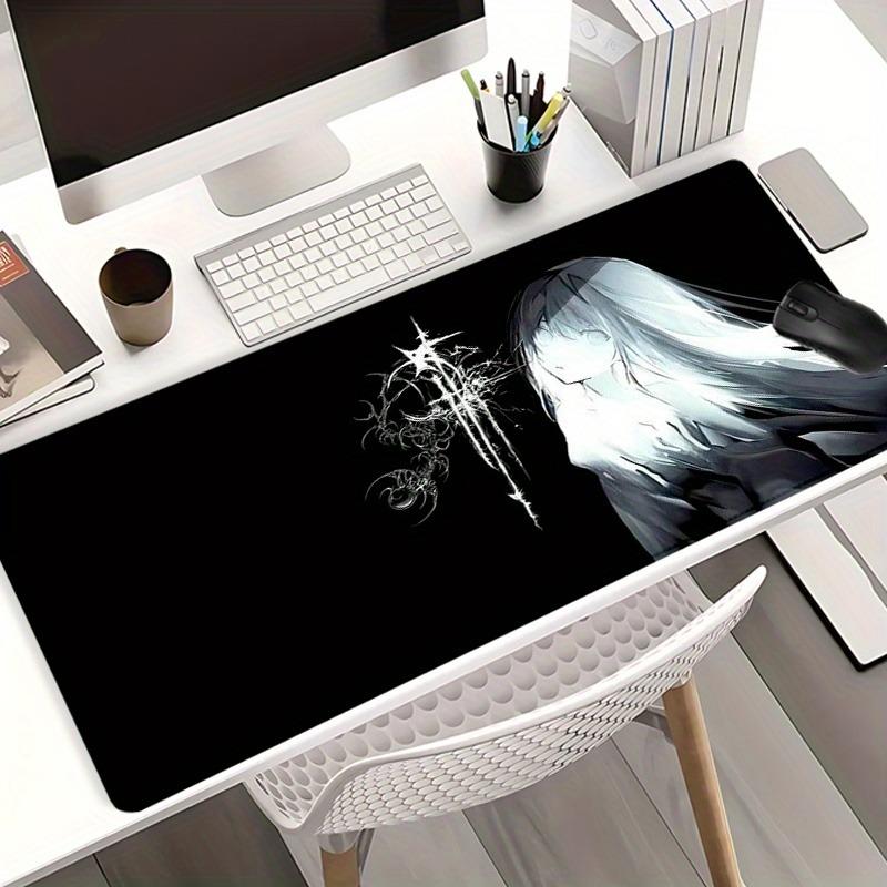 Tapis de Souris Fille Gothique Anime Nouveau Grand Antidérapant Caoutchouc Tapis de Bureau avec Bord Cousu Durable Lavable Tapis de Clavier pour Bureau Maison