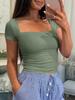 Di Yun Y2K Hot Girl Square Neck Short Sleeve Top - Women's 2025 Autumn/Winter Collection