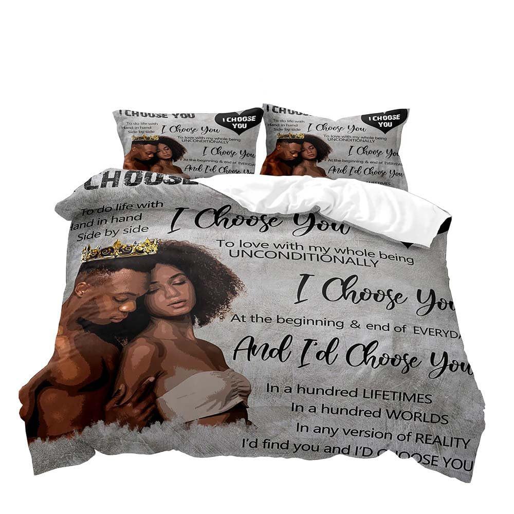 African Girl Duvet Cover Eiffel Tower Three-Piece Soft Bedding Set With Pillowcase