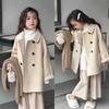 Girls' Double-Faced Wool Coat: Fall/Winter Casual Children's Wool Coat