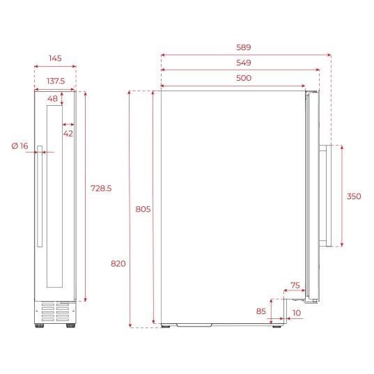 Cave à vin encastrable - TEKA - RVU10008 - 8 bouteilles - Thermostat électronique - Classe G