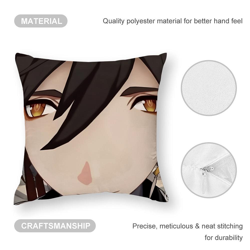 Zhongli Genshin Impact Pillow Case 3D Print Polyester Fiber 45*45 cm Home Sofa Throw Pillow Cover Decoration Festival Gift