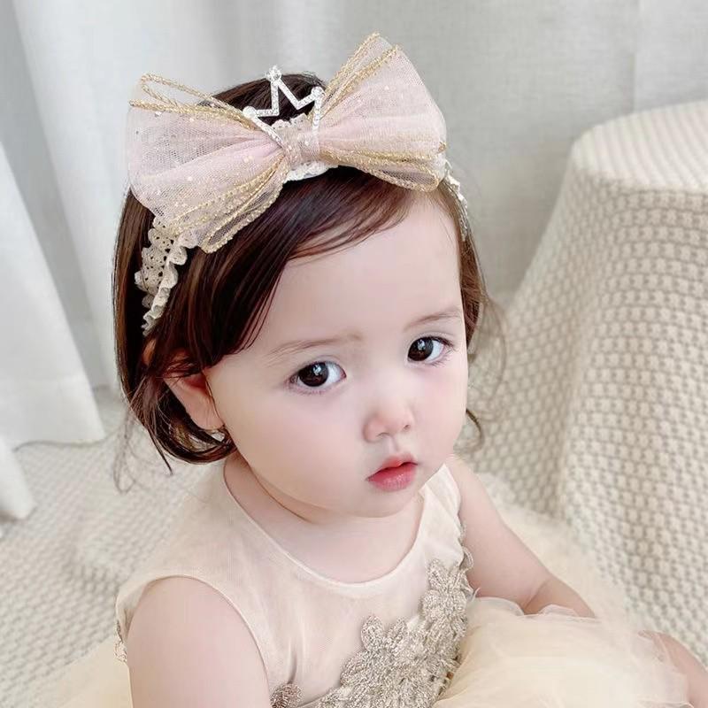 Korean Style Rhinestone Bow Baby Headband - Versatile, Non-Tightening Princess Hair Accessory
