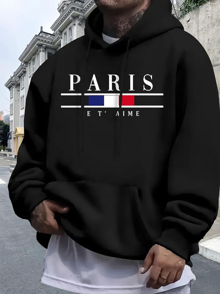 Casual Paris Print Hoodie