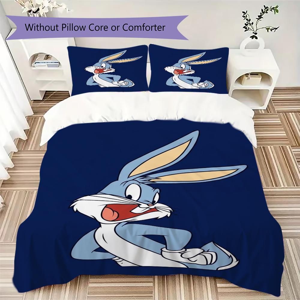 Bugs Bunny Pattern Bedding uilt Set uilt Cover Pillowcase Home Decoration Birthday Gift (1 * duvet cover + 2 * pillowcase without core)