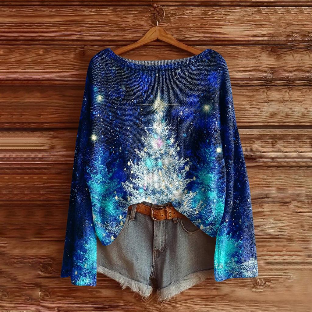 Women's Fashion Long Sleeve Christmas Snowman Snowflake Print Jacket Cardigan