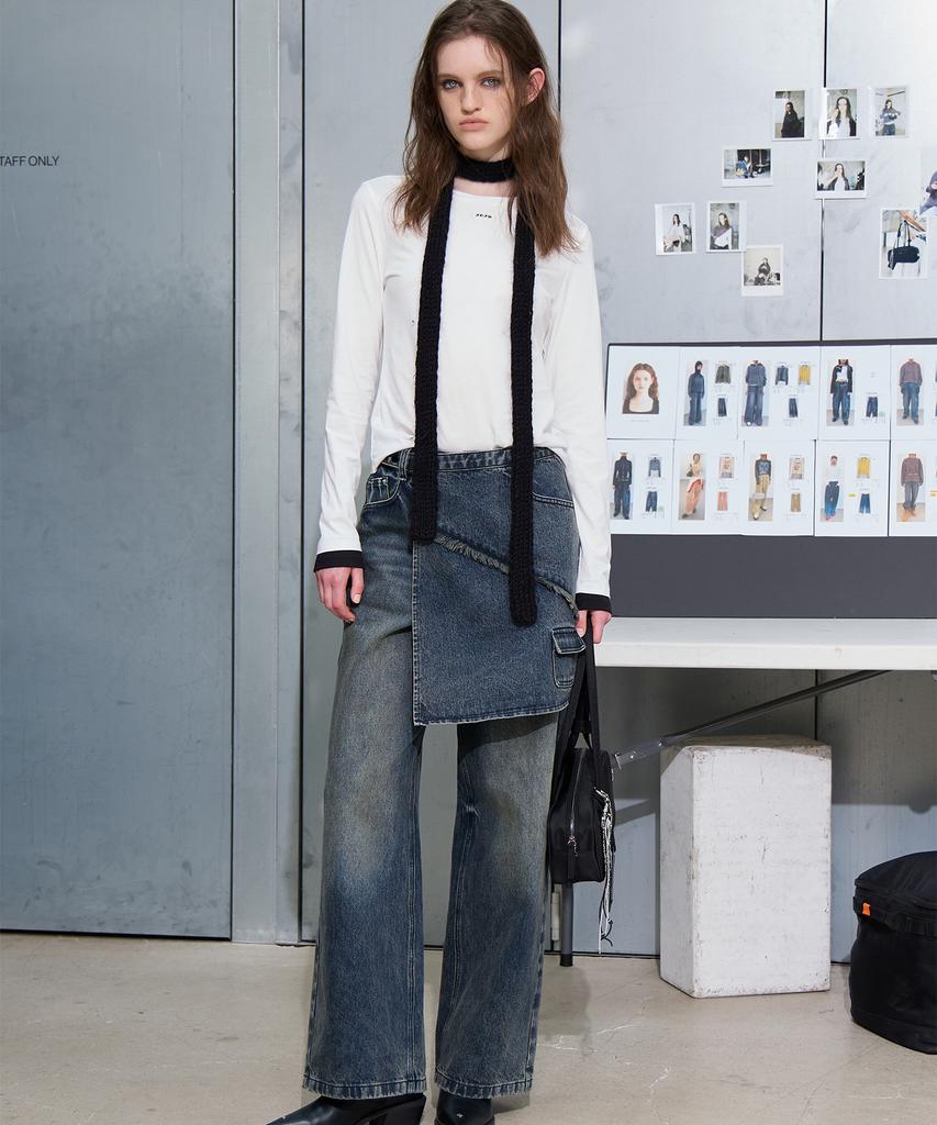 Jeissijeidi Wrap-Wide Denim Jydp0209