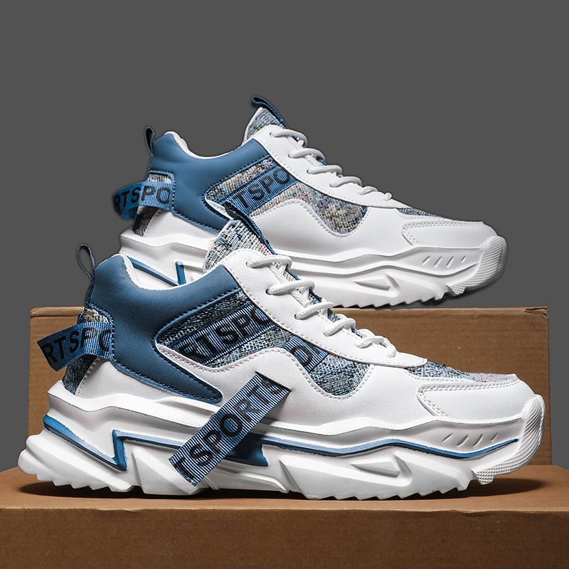 

Putian Men s Shoes 2025 Trend Versatile Youth Sports Leisure Running Thick Soled Height Increasing Dad 40 синій
