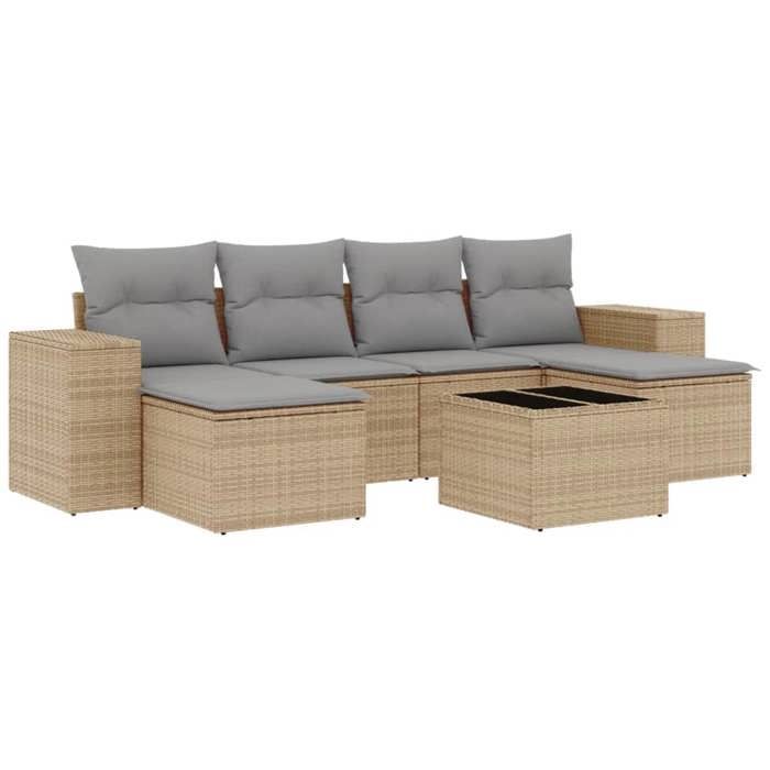 VidaXL Garden Lounge Set with Cushions 7 Pcs, Patio Sofas, Patio Furniture Set, Outdoor Furniture, Beige 3222928