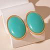 Retro Resin Oval Geometric Earrings with Silver Needle - European American Style, High-End, Unique Personality for Women.