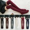 1 Pair Women Socks Vertical Stripe Solid Color Thigh High Long Tube Spring Autumn Good Stretch Beauty Leg Stockings Streetwear