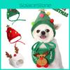 Festive Dog Cat Xmas Hat Bib Set – Red/green/white Polyester