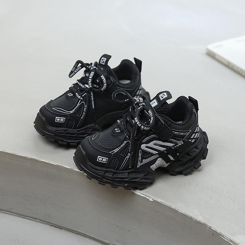 

PU Leather Sport Shoes For Children Trend Fashion Teenager Kid s Sneakers Soft-soled Waterproof Running Shoes For Boys Girls 37 чорний