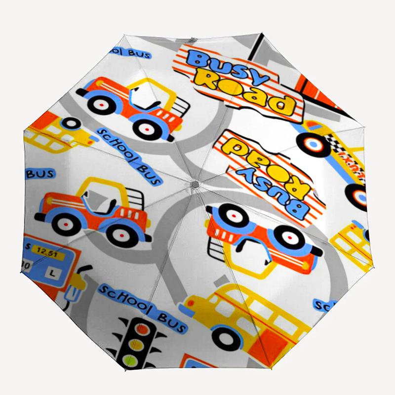 Cute Cars Theme Automatic Umbrella, Lightweight & Portable, 8 Rib, Perfect for Outdoor Travel, Birthdays, Christmas, Gifts.