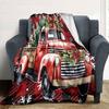 Vintage Red Truck With Christmas Tree Home Customize Your Name Blankets Soft And Cozy For All Seasons Perfect For Picnics Sofa Office Bed Living Room