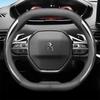 Leder Auto Lenkradabdeckung für Peugeot 3008 4008 5008 GT 2017 2018 - 2024 Atmungsaktiv Rutschfest Car-Styling Auto Zubehör