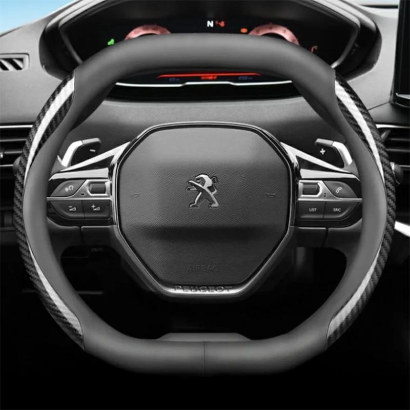 Leder Auto Lenkradabdeckung für Peugeot 3008 4008 5008 GT 2017 2018 - 2024 Atmungsaktiv Rutschfest Car-Styling Auto Zubehör