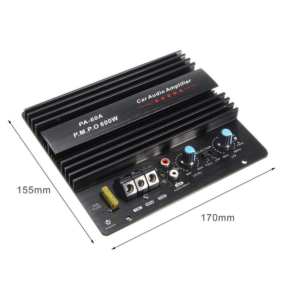 600W PA-60A Lautsprecher-Verstärkerplatine Verlustfreies Subwoofer-Bass-Modul Langlebiger Mono-Kanal 12V Hochleistungs Auto-Audio-Zubehör