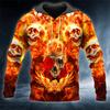 Men Hoodies 3D Print Horror Flaming Skull Graphic Fashion New Style Casual Pullover  Personality Oversize Men’s Clothing Tops