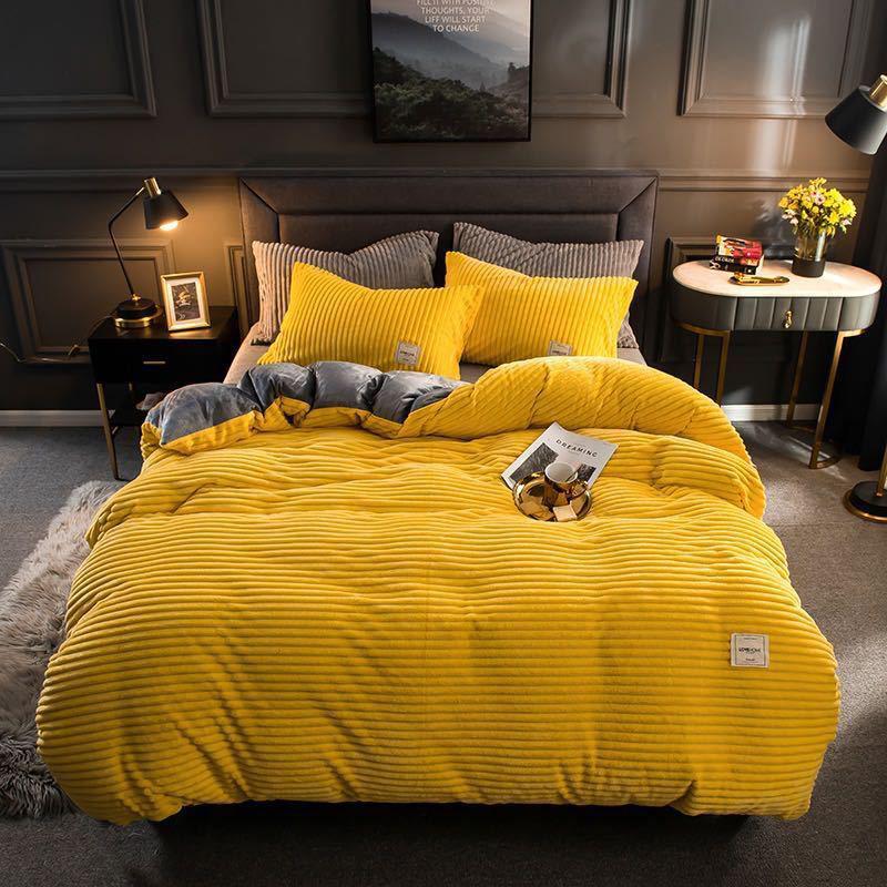 Copripiumino in Velluto Corallo Spesso Copripiumini Colore Unico Set Biancheria da Letto Coperta Termica per Letto Biancheria da Letto Morbida Copriletto Nordico