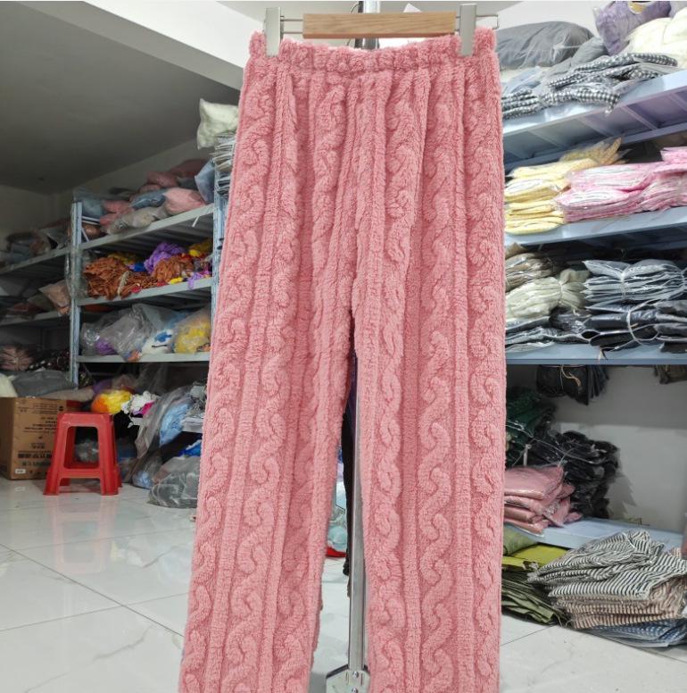 Женские осенне-зимние флисовые вафельные фланелевые пижамные брюки One Size 40-75kg