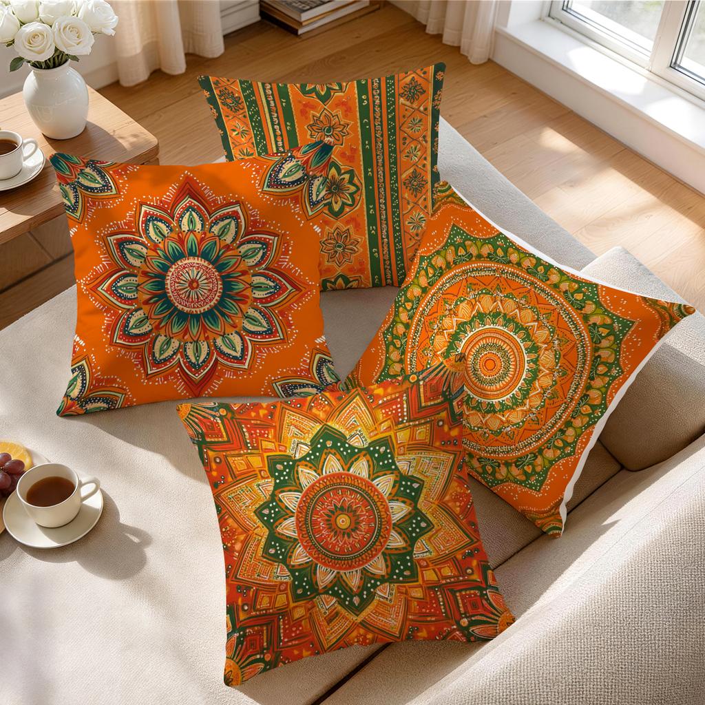 1/4pcs Bohemian Geometric Mandala Cushions Pillowcase Polyester Cushion Cover Throw Pillow Pillowcover Home Car Sofa Decor