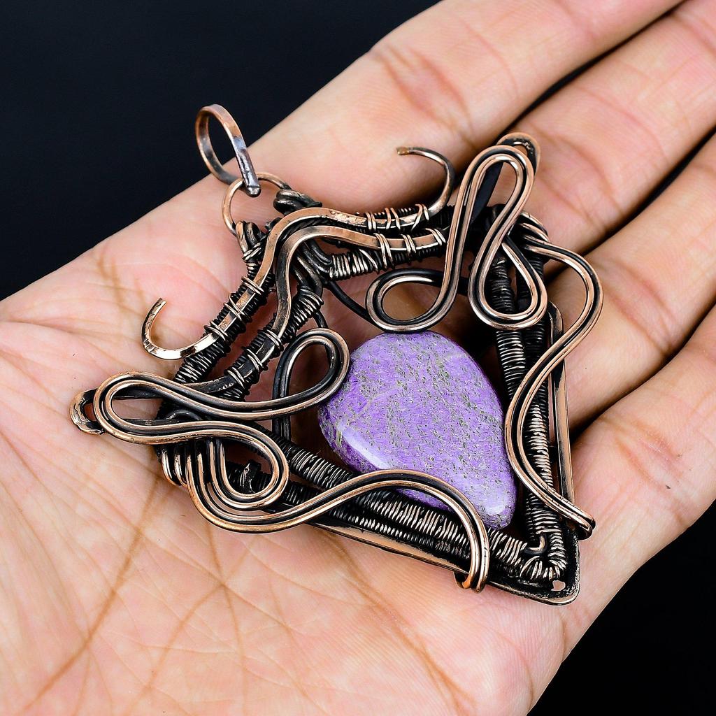 Purpurite Jewelry, 999 Copper Wire Wrapped Pendant Handmade Gemstone Jewelry, Gifts For Wife Brand New Pendant
