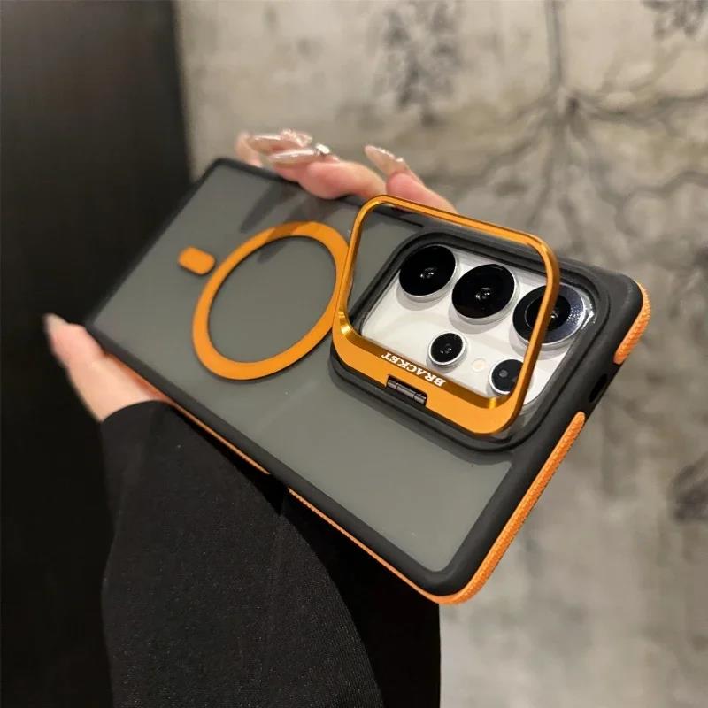 For Magsafe Magnetic Metal Lens Protection Stand Case For  Galaxy Samsung S24 S25 S23  S22 Ultra Plus FE Shockproof Cover Bumper