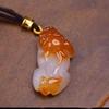 Golden Cicada Pi Xiu Pendant with Natural Ice Agate Chalcedony, Jade Stone, and Clever Colors - Buddha Guanyin Landscape Plaque Design.