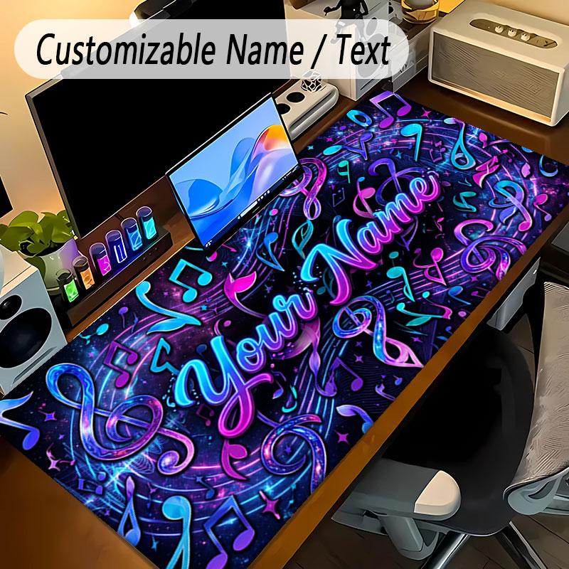 Music Theme Personalized Mouse Pad Custom Name Text Non Slip Desk Pad For Laptop Office Desktop