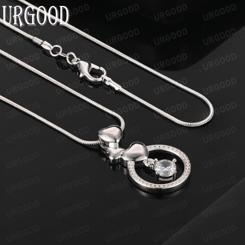 925 Sterling Silver Fashion AAA Zircon Heart Pendant Necklace Wedding Jewelry