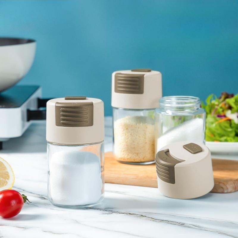 Metering Salt Shaker Push Type Salt Dispenser Salt Tank Sugar Bottle Spice Pepper Salt Shaker SpiceJar Can Seasoning Bottle
