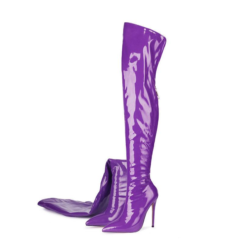 Women`s Boots Fashion Patent Leather Over