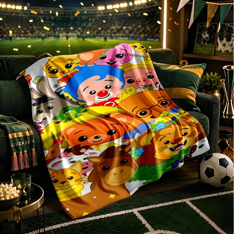 Happy Plim Friends Blanket Flannel Throw for Sofa, Indoor, Camping, Living Room, Office, Chair, And Bed Soft Birthday Gift