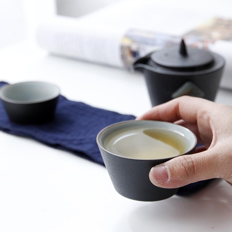 Japanese Ceramic Teapot Gaiwan Teacups Handmade Portable Travel Office Tea Set One Pot Two Cups