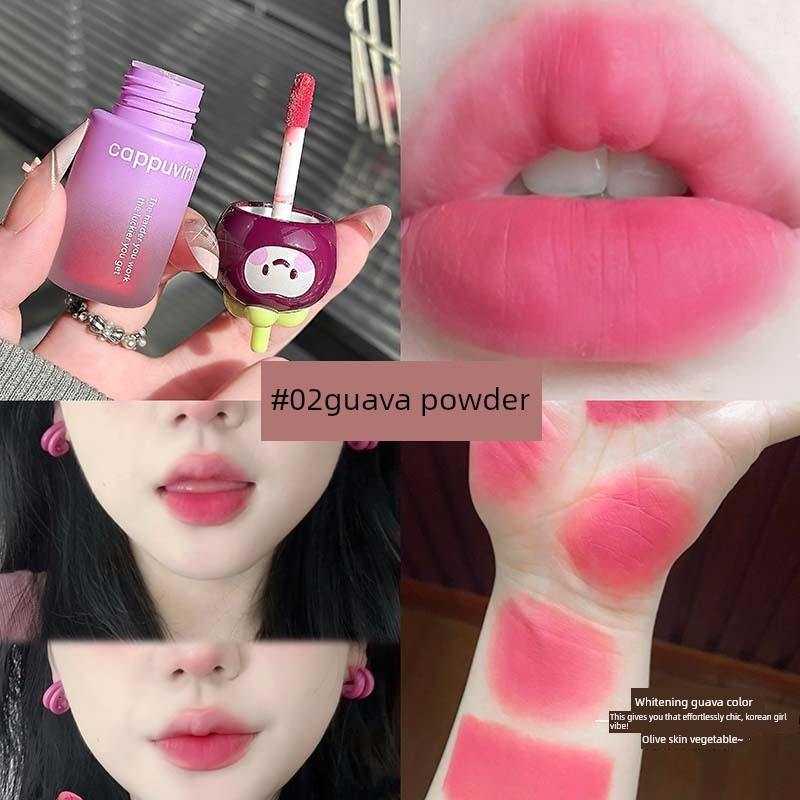 Young Girl Color Air Lip Mud Rose Pink Peach Color Korean Girl Group Color Fine Shimmer Lipstick Flower Niche Lip Glaze