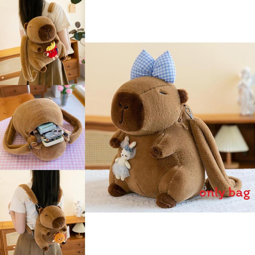 Cute Capybara Flower Burger French Fries Rabbit Decorative Plush Backpack For Girls And Kids