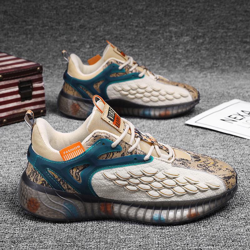 Shoes Men's Spring and Summer New Fish Scale Flying Woven Mesh Sports Shoes Youth Outdoor Fashion Trend Casual Running Shoes