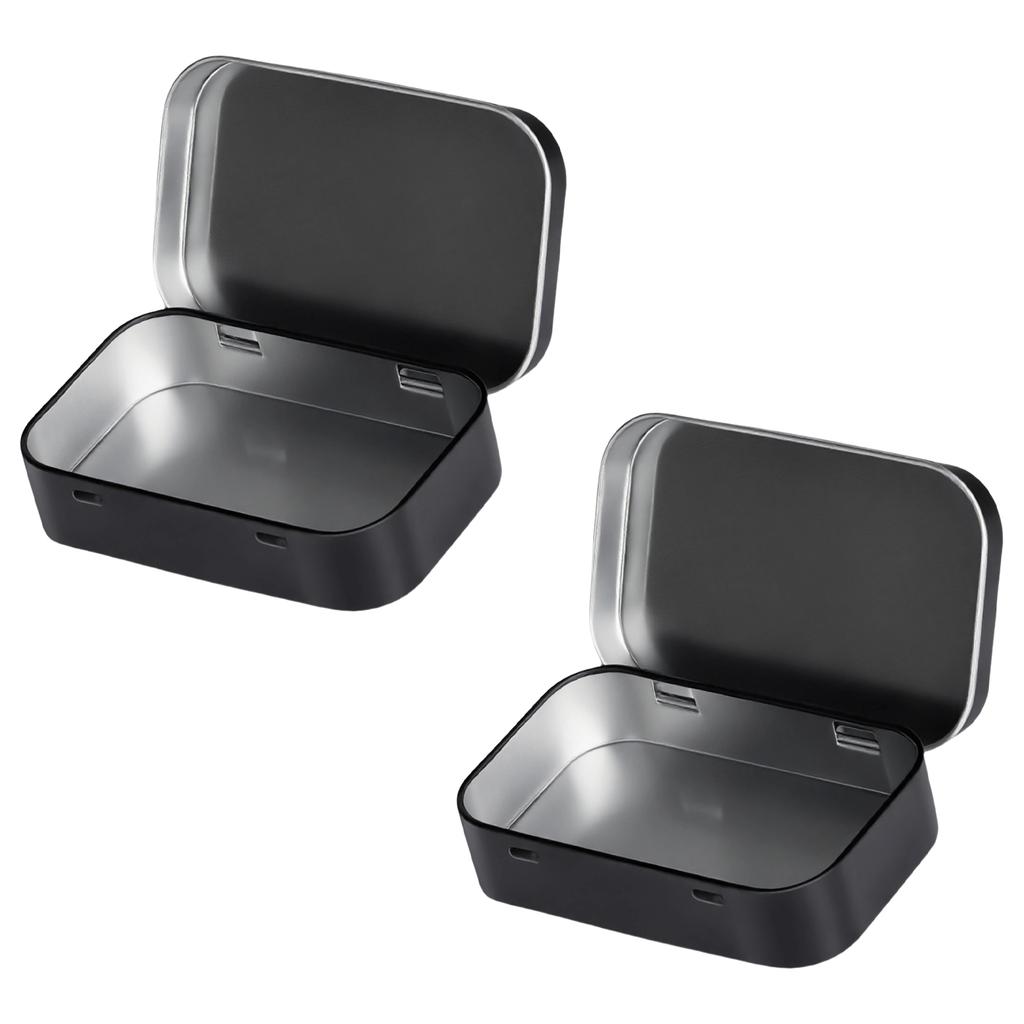 Flips Top Storage Tin Boxes Sturdy Iron Organizers Containers for Home Office 2 Pieces Set