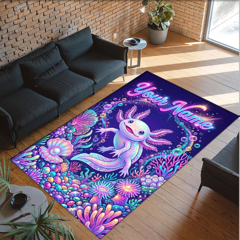 Tapete de Chão de Veludo Cristal Tema Sereia Nome Personalizado Texto Tapete Quente Decoração de Casa