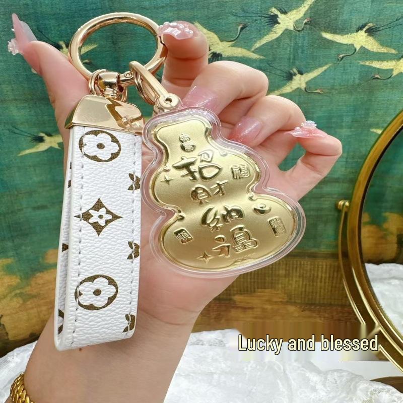 Wisiorek Tykwa Na Fu z Czystego Złota 999 Brelok Zawieszka do Torby - Prezent na Święto Qixi dla Mężczyzn i Kobiet