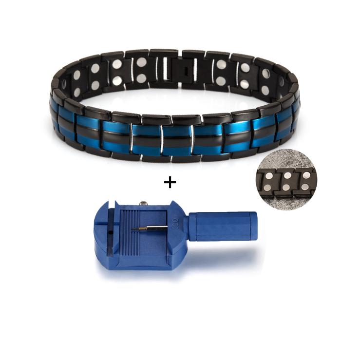Black Bracelet Men Hand Chain Waterproof Health Germanium Magnetic Therapy Bracelet Male Benefits Stainless Steel Bracelets Mens