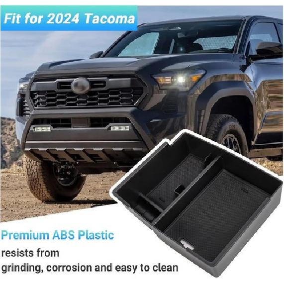For 2024 Toyota Tacoma Crew Cab Center Console Armrest Organizer Storage Box