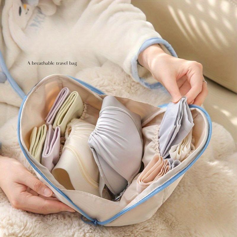 3-in-1 Portable Travel Organizer | Compact Polyester Storage Bag with Zippered Compartments, Machine Washable,Pink&Beige Options