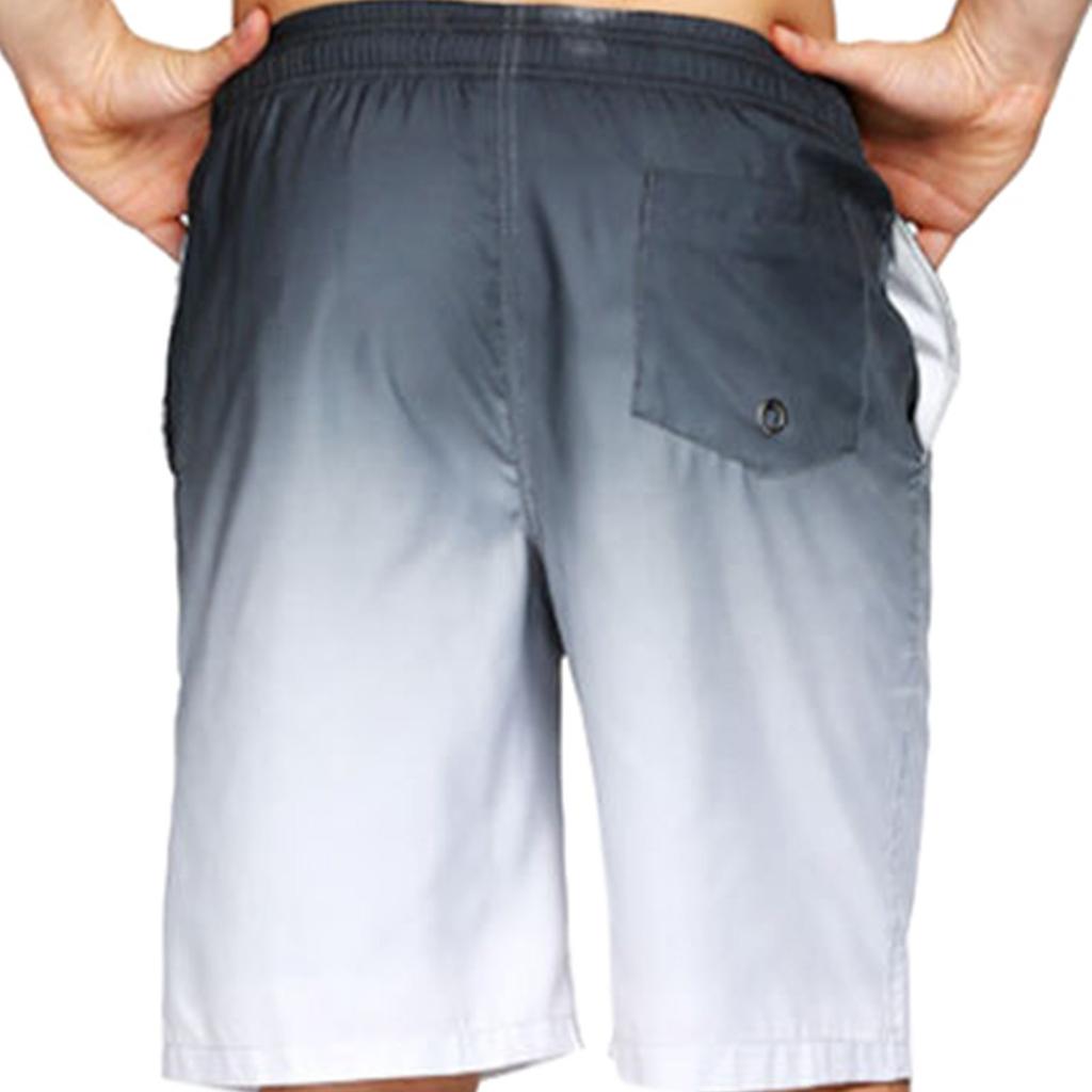 Mens Swimming Swim Shorts Elastic Waist Pockets Surf Summer Gradient Print Tie-Dye Beach Swimwear Pool Trunks Pants