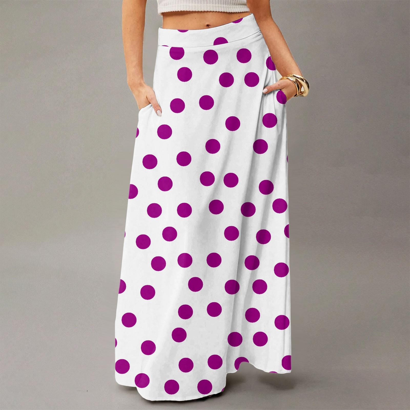 

Женская повседневная складная юбка-макси с принтом в горошек, высокой талией и карманом, с драпировкой XL