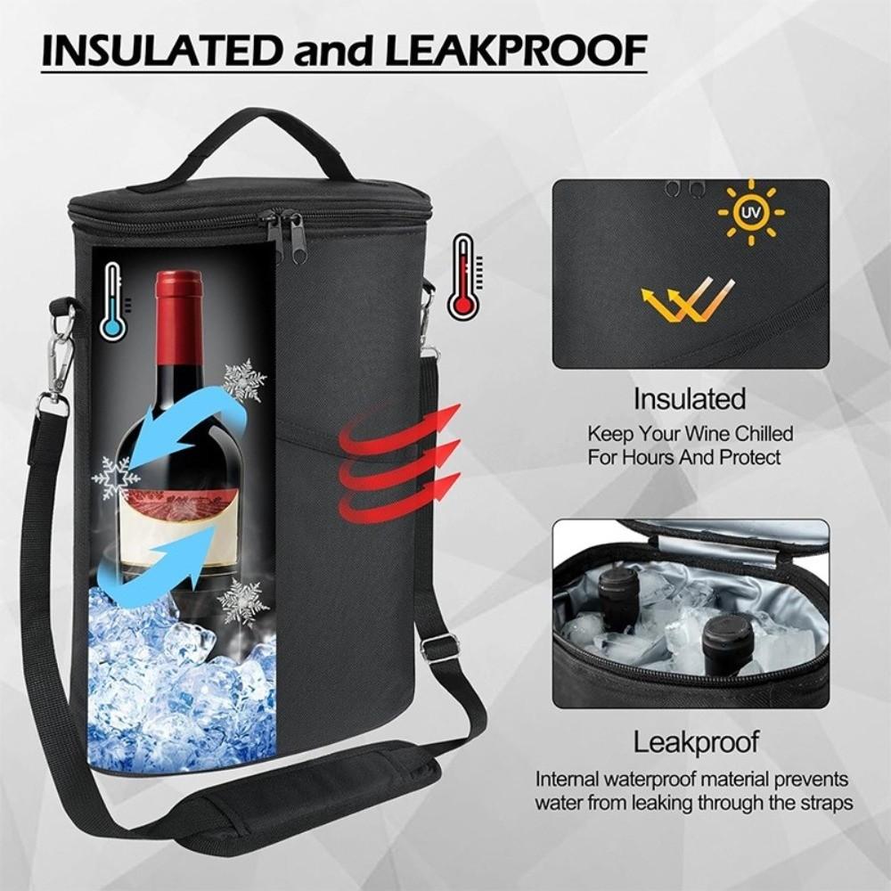 Leakproof Wine Carrier Insulated Wine Gift Tote Double Zipper Wine Cooler Bag  Wine Tasting