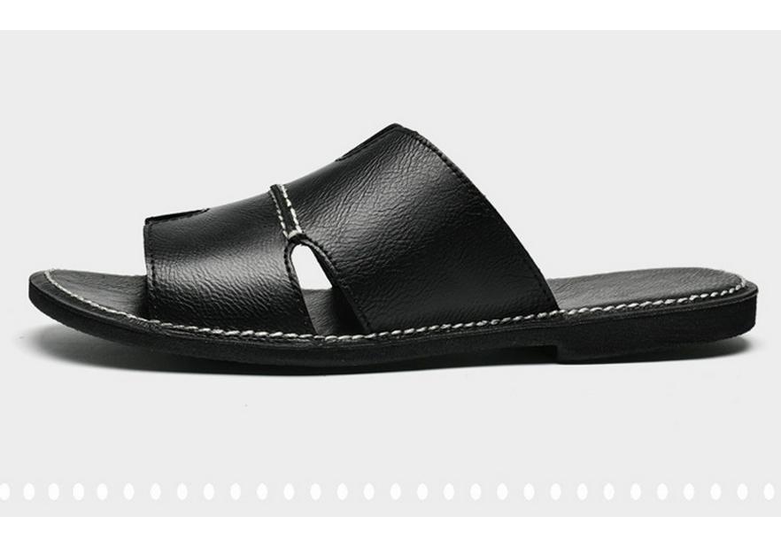 2024 Summer Trendy Plus Size Men's Genuine Leather Flip-Flops: Casual Beach Sandals in Sizes 45-47